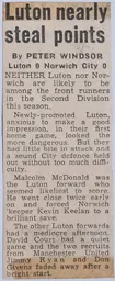 Match Report: Luton Town FC vs Norwich City (22nd Aug 1970)