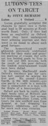 Match Report: Luton Town FC vs Oxford United (1st Sep 1970)