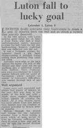 Match Report: Leicester City vs Luton Town FC (12th Sep 1970)