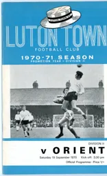 Programme: Luton Town FC vs Orient (19th Sep 1970)