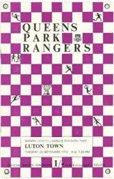 Programme: Queens Park Rangers vs Luton Town FC (29th Sep 1970)