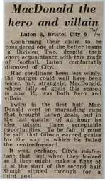 Match Report: Luton Town FC vs Bristol City (3rd Oct 1970)