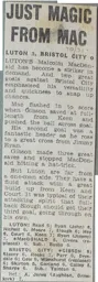 Match Report: Luton Town FC vs Bristol City (3rd Oct 1970)