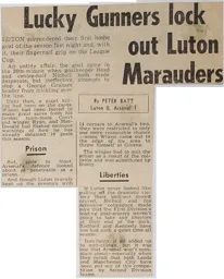 Match Report: Luton Town FC vs Arsenal (6th Oct 1970)