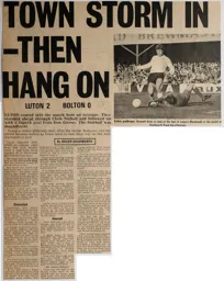 Match Report: Luton Town FC vs Bolton Wanderers (17th Oct 1970)