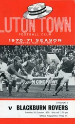Programme: Luton Town FC vs Blackburn Rovers (20th Oct 1970)
