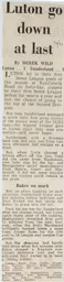 Match Report: Luton Town FC vs Sunderland (31st Oct 1970)