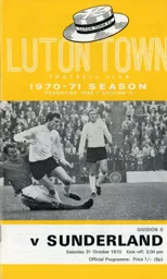 Programme: Luton Town FC vs Sunderland (31st Oct 1970)