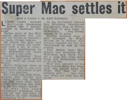 Match Report: Hull City vs Luton Town FC (7th Nov 1970)