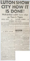 Match Report: Hull City vs Luton Town FC (7th Nov 1970)