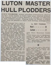 Match Report: Hull City vs Luton Town FC (7th Nov 1970)
