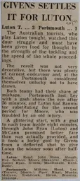 Match Report: Luton Town FC vs Portsmouth (21st Nov 1970)