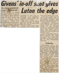 Match Report: Luton Town FC vs Portsmouth (21st Nov 1970)