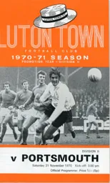 Programme: Luton Town FC vs Portsmouth (21st Nov 1970)