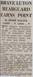 Match Report: Cardiff City vs Luton Town FC (28th Nov 1970)