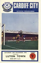 Programme: Cardiff City vs Luton Town FC (28th Nov 1970)