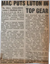 Match Report: Luton Town FC vs Sheffield United (5th Dec 1970)