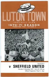 Programme: Luton Town FC vs Sheffield United (5th Dec 1970)
