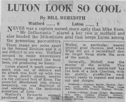 Match Report: Watford vs Luton Town FC (12th Dec 1970)