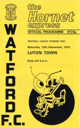 Programme: Watford vs Luton Town FC (12th Dec 1970)