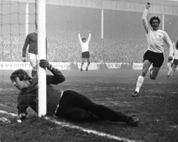 Town players celebrate the goal