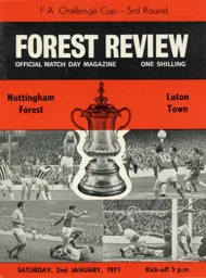 Programme: Nottingham Forest vs Luton Town FC (2nd Jan 1971)