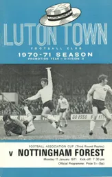 Programme: Luton Town FC vs Nottingham Forest (11th Jan 1971)