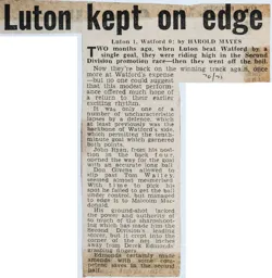 Match Report: Luton Town FC vs Watford (13th Feb 1971)