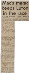 Match Report: Luton Town FC vs Watford (13th Feb 1971)