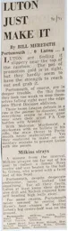 Match Report: Portsmouth vs Luton Town FC (20th Feb 1971)