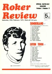Programme: Sunderland vs Luton Town FC (27th Feb 1971)