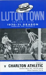 Programme: Luton Town FC vs Charlton Athletic (6th Mar 1971)