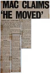 Match Report: Carlisle United vs Luton Town FC (13th Mar 1971)