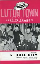Programme: Luton Town FC vs Hull City (20th Mar 1971)