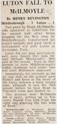 Match Report: Middlesbrough vs Luton Town FC (27th Mar 1971)