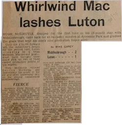 Match Report: Middlesbrough vs Luton Town FC (27th Mar 1971)