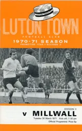 Programme: Luton Town FC vs Millwall (30th Mar 1971)
