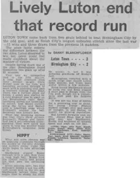 Match Report: Luton Town FC vs Birmingham City (3rd Apr 1971)