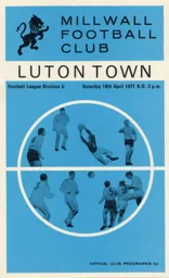 Programme: Millwall vs Luton Town FC (10th Apr 1971)