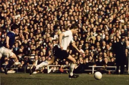 Viv Busby tries to get the Luton attack moving