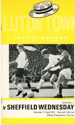 Programme: Luton Town FC vs Sheffield Wednesday (17th Apr 1971)