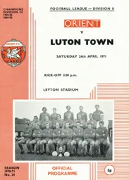 Programme: Orient vs Luton Town FC (24th Apr 1971)