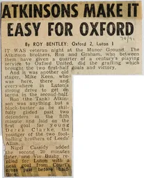 Match Report: Oxford United vs Luton Town FC (28th Apr 1971)