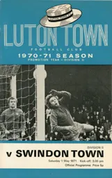 Programme: Luton Town FC vs Swindon Town (1st May 1971)