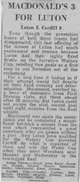 Match Report: Luton Town FC vs Cardiff City (4th May 1971)
