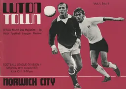 Programme: Luton Town FC vs Norwich City (14th Aug 1971)