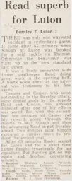 Match Report: Burnley vs Luton Town FC (21st Aug 1971)