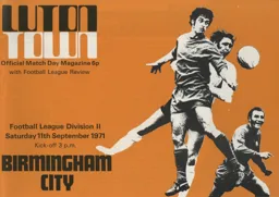 Programme: Luton Town FC vs Birmingham City (11th Sep 1971)