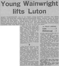 Match Report: Luton Town FC vs Middlesbrough (25th Sep 1971)