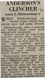 Match Report: Luton Town FC vs Middlesbrough (25th Sep 1971)